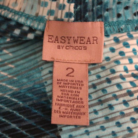 Chico's Easy Wear Size 2 Large Shades of Blue Shirt Top EUC - Picture 5 of 5